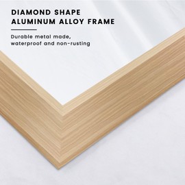 Amorho Bathroom Mirror, 48X32 Inch Wall Mirror, Oak Wood Grain Metal Framed, Anti-Rust, Hang Horizontally/Vertically, Suitable for Vanity, Bedroom, Farmhouse, Bathroom