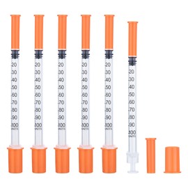 1ml/cc Syringe U-100 32G 5/16 Inch(8mm) Scientific Lab Syringe， Individually Wrapped Pack of 20