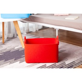 Minoisome Minoisome Storage Basket Felt Storage Bin Collapsible& Convenient Box Organizer with Carry Handles for Office Bedroom Closet Babies Nursery Toys Laundry (Red, 13.8inchL9.5inchW8.3inchH)