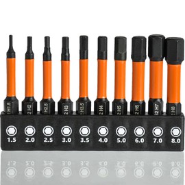 XIYING Allen Key Drill Bit Set, 10 Pcs (1.5mm-8mm) Hex Bits Allen Key Screwdriver Set for Electric Manual Screwdrivers, Impact Driver