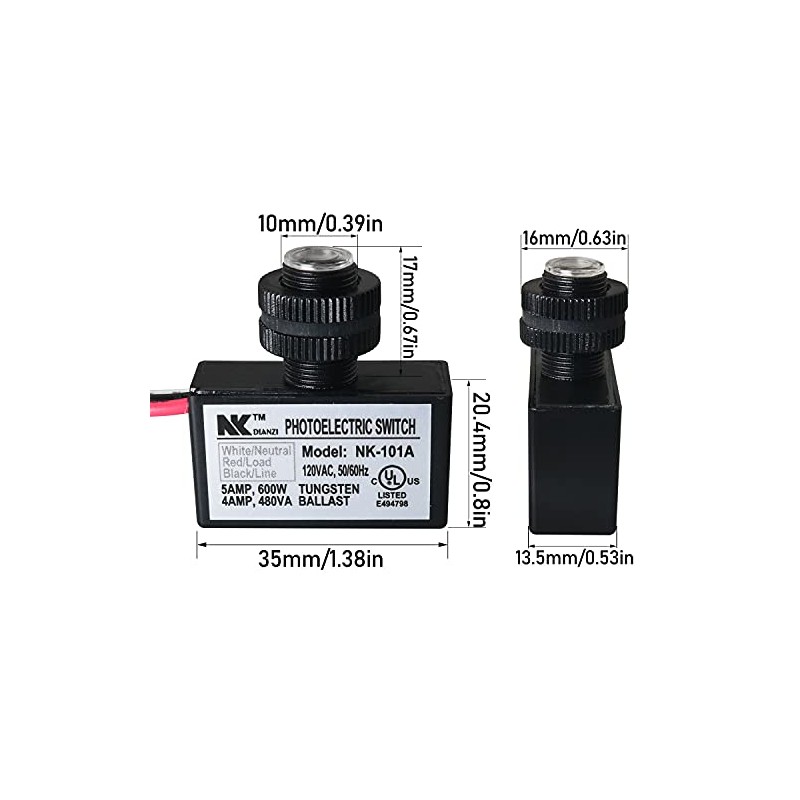 LUORNG 1PC NK-101A Photoelectric Switch, Light Control Sensor Button Switch,