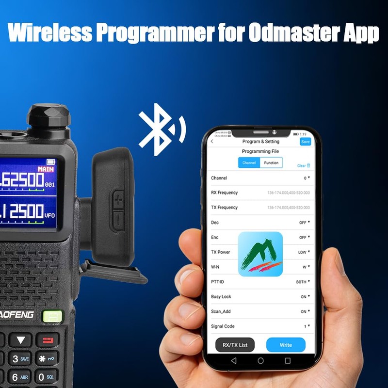 TIDRADIO Wireless Speaker Mic with Programmer Adapter,for 2-Pin K-Port GMRS/Ham