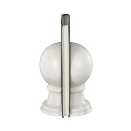 Deco 79 Marble Globe Decorative Bookends Sleek Orb Non Skid Bookends, Set of 2 Office Bookends2 W, 7" H, White