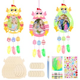 MONCAP Pack of 5 Easter Chicks Craft Set for Children Easter Crafts Easter Chicks for Painting Easter Chicks Creative Set Children Dream Catcher Crafts for Girls Boys Spring Party Easter Gift