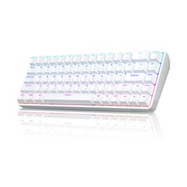 DIERYA DK68 Wireless Mechanical Keyboard, 60% Gaming Keyboard with Red Switch, Triple Mode 2.4GHz/USB-C/BT5.0, RGB Backlit, Anti-Ghosting Keys, 68 Keys Portable Mini Wired Office Keyboard-White