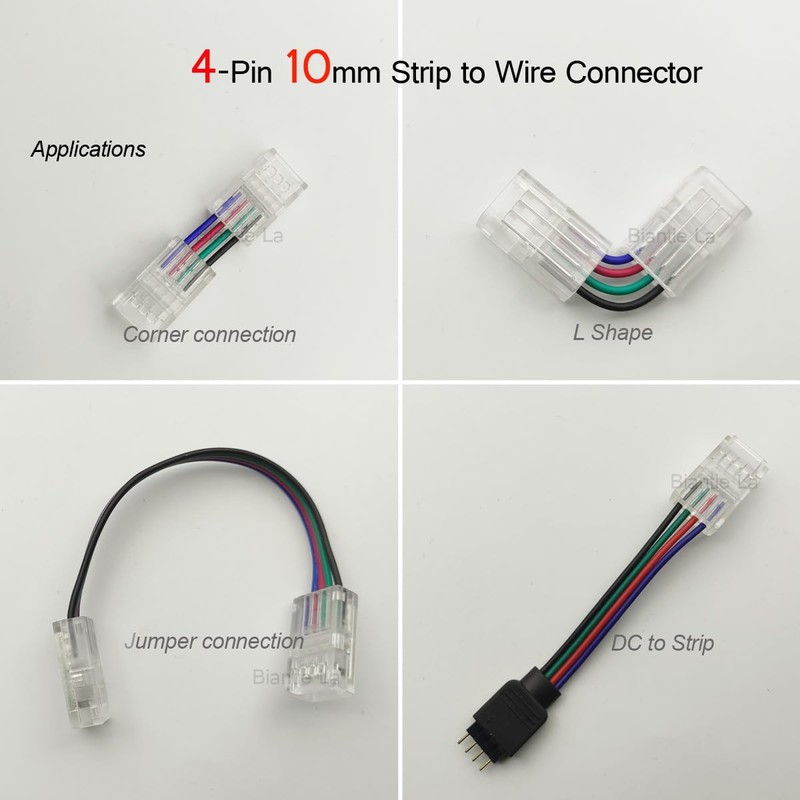 Biantie La 4 Pin Led Strip Connector 10mm RGB Strip