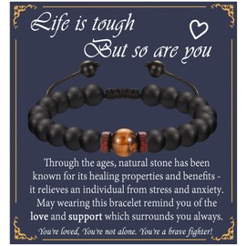 EPVID Get Well Soon Gift for Men, Inspirational Gifts for Men, Tiger Eye Bracelets Gift for Men Father Grandfather Son Grandson Nephew Brother Husband on Christmas Thanksgiving Birthday