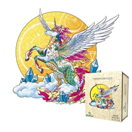 Little Fox Wooden Jigsaw Puzzles, Unique Animal Shape, Set with Wall Mounting Kits for Decoration, Best Gift for Teen and Adults (Unicorn XL)