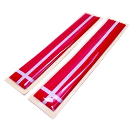 DIGIART INTERNATIONAL DANISH DENMARK FLAG 3D EPOXY CAR EMBLEM SET (2) FLEXIBLE REFLECTIVE DURABLE