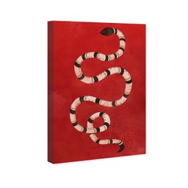 Wynwood Studio Animals Wall Art Canvas Prints 'Crimson Snake' Home Décor, 20 in x 30 in, Red, Black