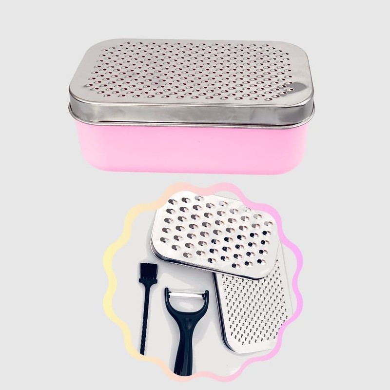 JagKul Cheese Grater Set with Container, 2 Stainless Steel Cutters,