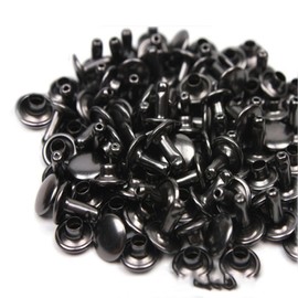 Mcoser 150 Sets Gun Black Leather Rivets 6mm x 10mm Tubular Metal Studs Double Cap Rivet for DIY Leather Craft