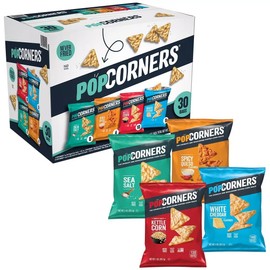 PopCorners Popped Corn Snack Variety Pack 1 oz, Chips Never Fried Sea Salt 30 Ct