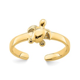 Jewelry Affairs 14k Real Solid Yellow Gold Adjustable Sea Turtle Toe Ring