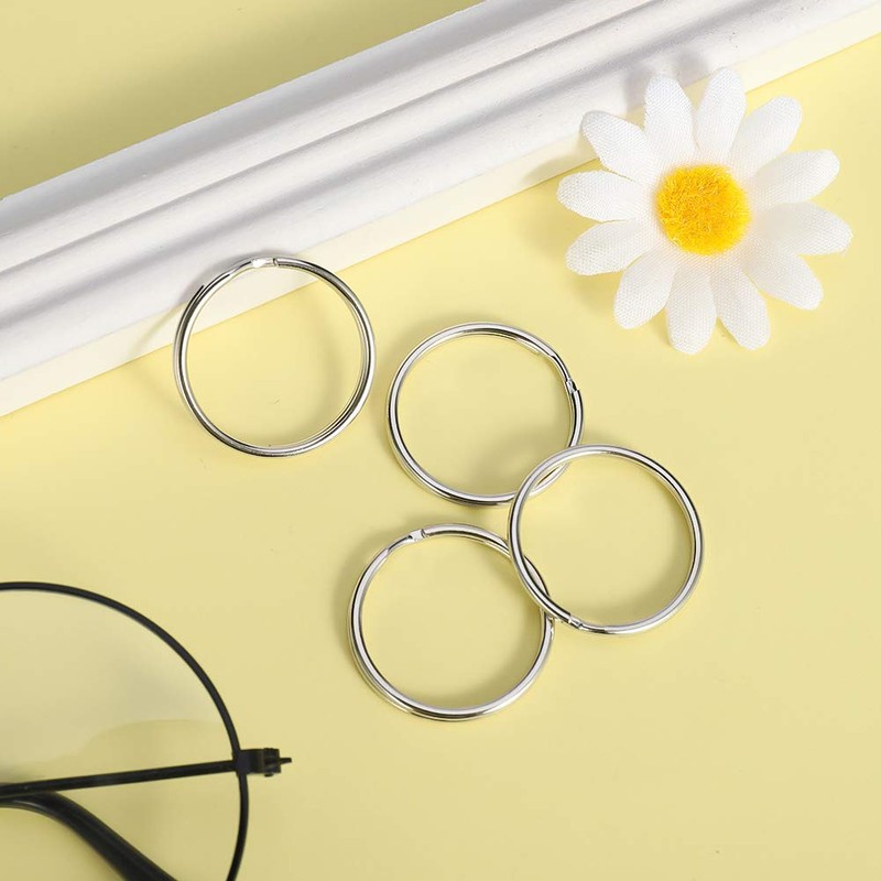 Fanshiontide 100 Pcs 25mm Diameter Key Ring Sliver Stainless Steel