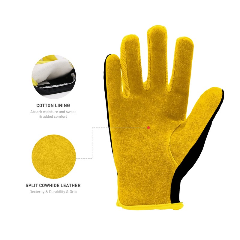 HANDLANDY Men Leather Gardening Gloves, Utility Work Gloves for Garden
