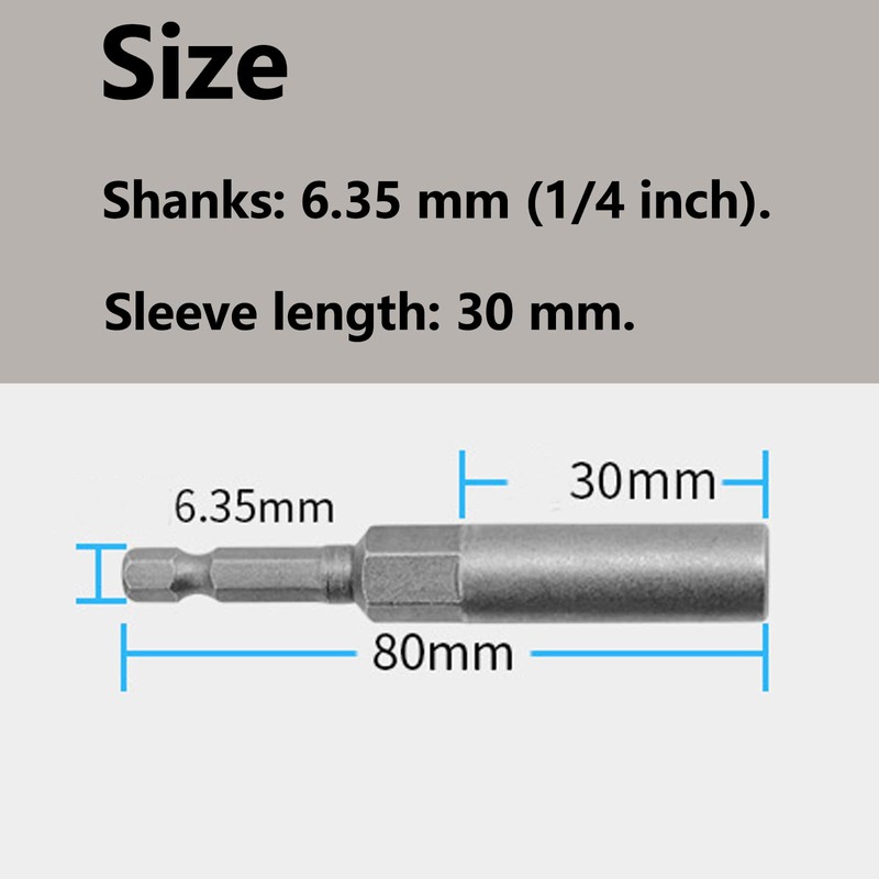 Nut Driver Bit 11mm, 80mm Length, 1/4 inch Hex Shank,