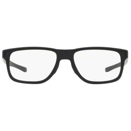Oakley Men's OX8123 Sunder Square Prescription Eyeglass Frames, Satin Black & Red/Demo Lens, 55 mm