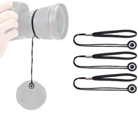 LENS-AID Lens Cap Holder with Cord for Lens Caps: Universal Fuse with Elastic Strap Suitable for Nikon, Fuji, Tamron, Sigma, Olympus (Pack of 5)