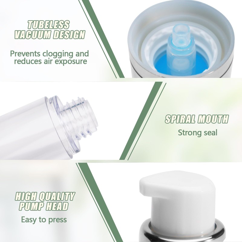 Betinyar 6Pcs 1.7oz/50ml Refillable Airless Pump Bottle, Makeup Pump Dispenser