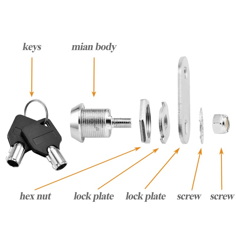 Cabinet Cam Lock Keyed Alike, 5/8" Cylinder Tool Box Lock