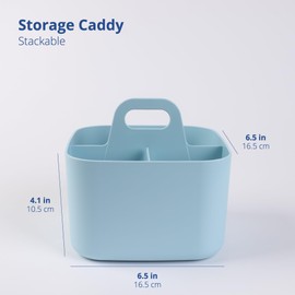 BLUE GINKGO Multipurpose Caddy Organizer - Stackable Plastic Caddy with Handle | Desk, Makeup, Dorm Caddy, Classroom Art Organizers (Made in Korea) - Blue