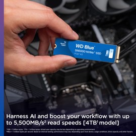 Western Digital 500GB WD Blue SN5000 NVMe Internal Solid State Drive SSD - PCIe Gen 4.0, M.2 2280, Up to 5,000 MB/s - WDS500G4B0E