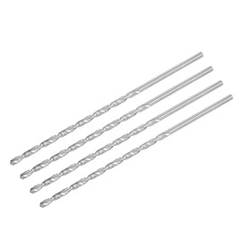 TA-VIGOR 4Pcs 4mm Extra Long Twist Drill Bits, 160mm Length High-Speed Steel HSS Straight Shank Spiral Drill Bits for Wood Metal Aluminum Plastic