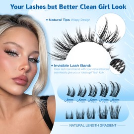 JIMIRE Wispy Lash Clusters Natural Eyelash Clusters Manga Cluster Eyelash Extensions 8-16MM Spiky Lash Extensions Easy to Apply Beginner Friendly DIY Cluster Lashes at Home