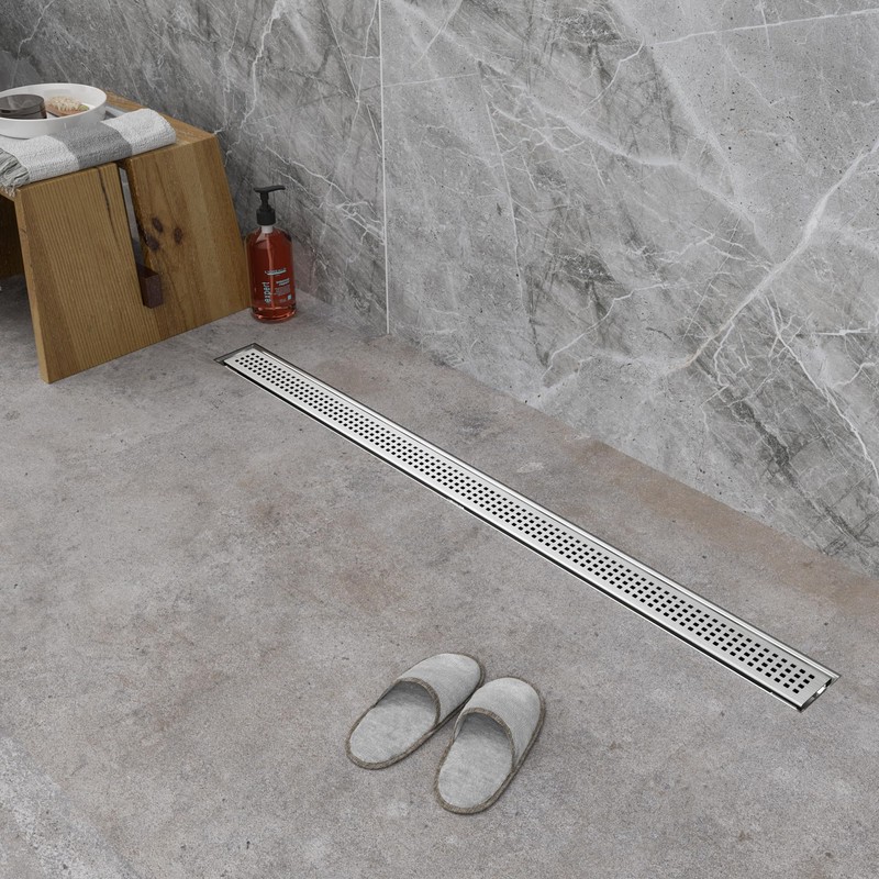 36 inch Linear Shower Drain with Square Hole Pattern Grate