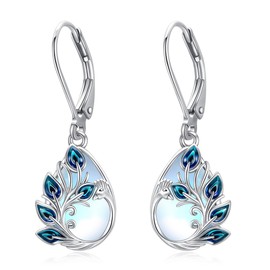 Peacock Earrings 925 Sterling Silver Peacock Earrings for Women Moonstone Jewelry Gifts