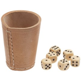 Weible 05524 - Leder-Würfelbecher Natur 9cm+6 Würfel