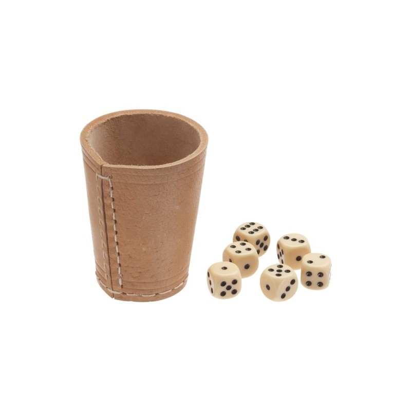 Weible 05524 - Leder-Würfelbecher Natur 9cm+6 Würfel