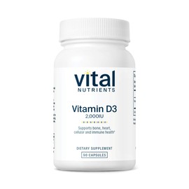 Vital Nutrients Vital Nutrients Vitamin D 2000 IU | Vitamin D3 Supplement | Healthy Bones, Teeth, Muscles*| Cellular & Immune Function | Calcium Absorption | Gluten, Dairy and Soy Free | 90 Capsules