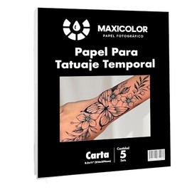 Papel de Tatuaje Temporal para Impresión Inkjet, Tamaño Carta – Paquete de 5 Kits