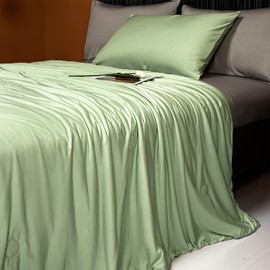 LLanCL Cooling Blankets for Hot Sleepers - Cool Like Ice Cream Lightweight Blanket for Summer with Double Side Cold, Cooling Comforter, Quilt, Fabric for Bed (Twin Size 59" x 79" Green & Grey)