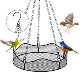 Hanging Bird Feeders for Large Birds Outdoor Bird Feeder Platform Hanging Tray with 5 Chains Flower Shape Sturdy Strong Yard Garden Decor (Flower)