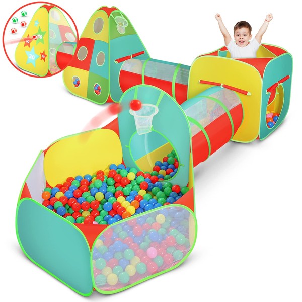 5pc Kids Play Tent for Toddlers with Ball Pit, Crawl