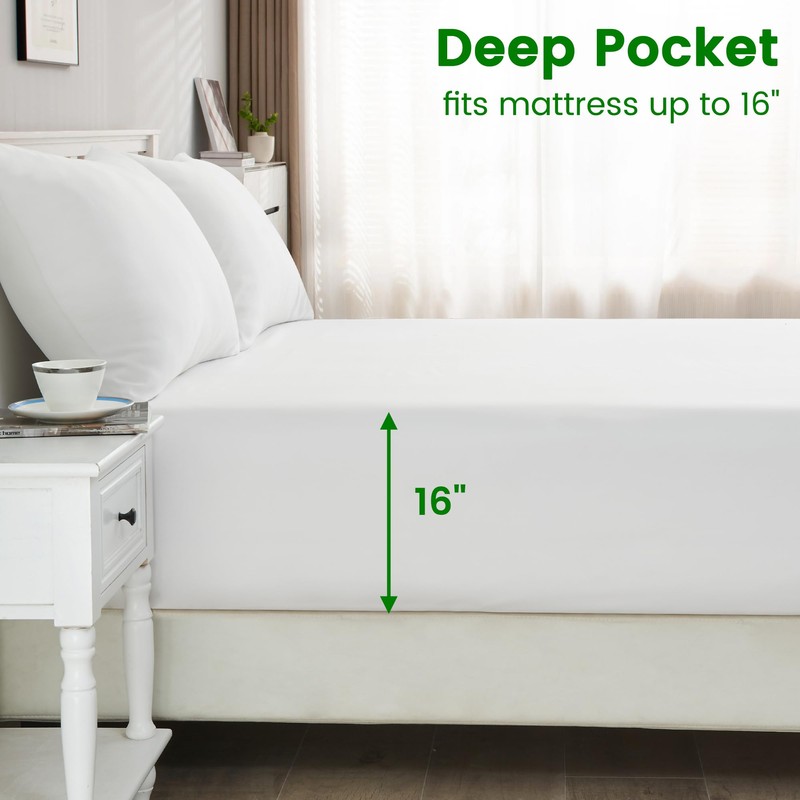 LINENOVA 3-Piece Bamboo Fitted Sheet Set - Queen, 2000TC Ultra
