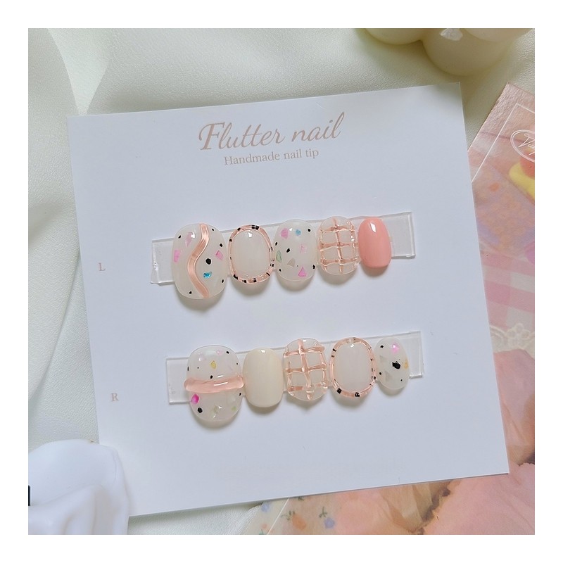 Plump Terrazzo Handmade Nail Tips - Almond / 통통 테라조