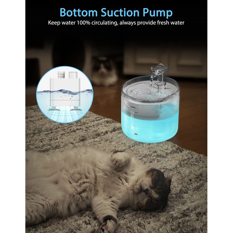 NPET Cat Water Fountain Replacement Pump with Light Compatible with