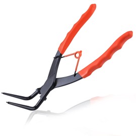 LEONTOOL Curved Long Snap Ring Pliers for Holes, 90° Snap Ring Pliers, Long Arm, Pin Pliers, Circlip Pliers, E-Ring Removal Tool, Total Length 6.7 inches (170 mm), Anti-Slip Grip, Spring Included,