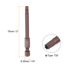 sourcing map 10pcs T25 Torx Bit 1/4" Hex Shank 3" Length Magnetic Security Star Screwdriver Power Tool, Red