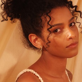 Fettero Women's Pierced Earrings, Hoop Earrings, Allergy-Free, Metal Allergy-Free, Made of Surgical Stainless Steel and 14K Gold, Popular Choice, for Both Ears, Metal, Cubic Zirconia