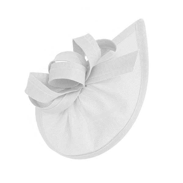Caprilite Moon Fascinator Hat with Headband for Weddings, Horse Racing, Tailored Sinamay Discs, White