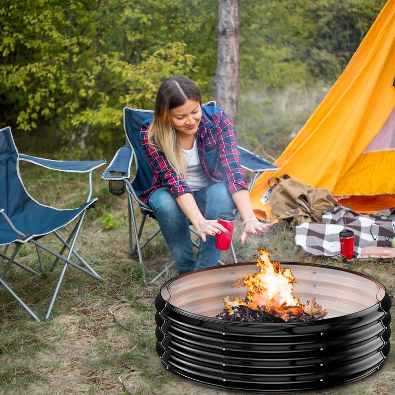 36 Inch Fire Pit Ring for Outside, Heavy Duty High