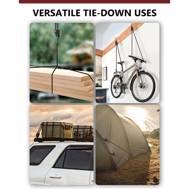 VIPARSPECTRA Ratchet Tie Down Straps, 1/4" Adjustable Rope Hangers [4