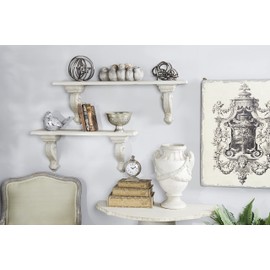 Deco 79 Wall Shelf, 32" L x 7" W x 14" H, White