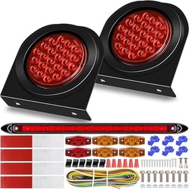 4 inch Horse Round Boat Led Trailer Light Kit with Mounting Brackets, Light Bar and Wiring, Super Bright Waterproof Stop Brake Turn Side Marker Lights for Boat RV Truck Snowmobile