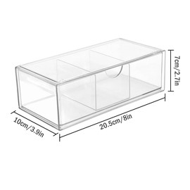 Abiyou Cotton Buds Container, Drawer Organiser, Stackable, Cosmetic Organiser with 3 Drawers, Removable Cosmetic Organiser Drawer, Transparent Makeup Storage Box, for Dresser, Bathroom